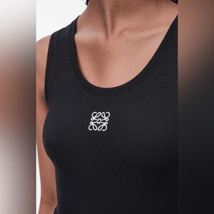 Loewe Anagram Ribbed Cotton Tank Top – Black, Size Small